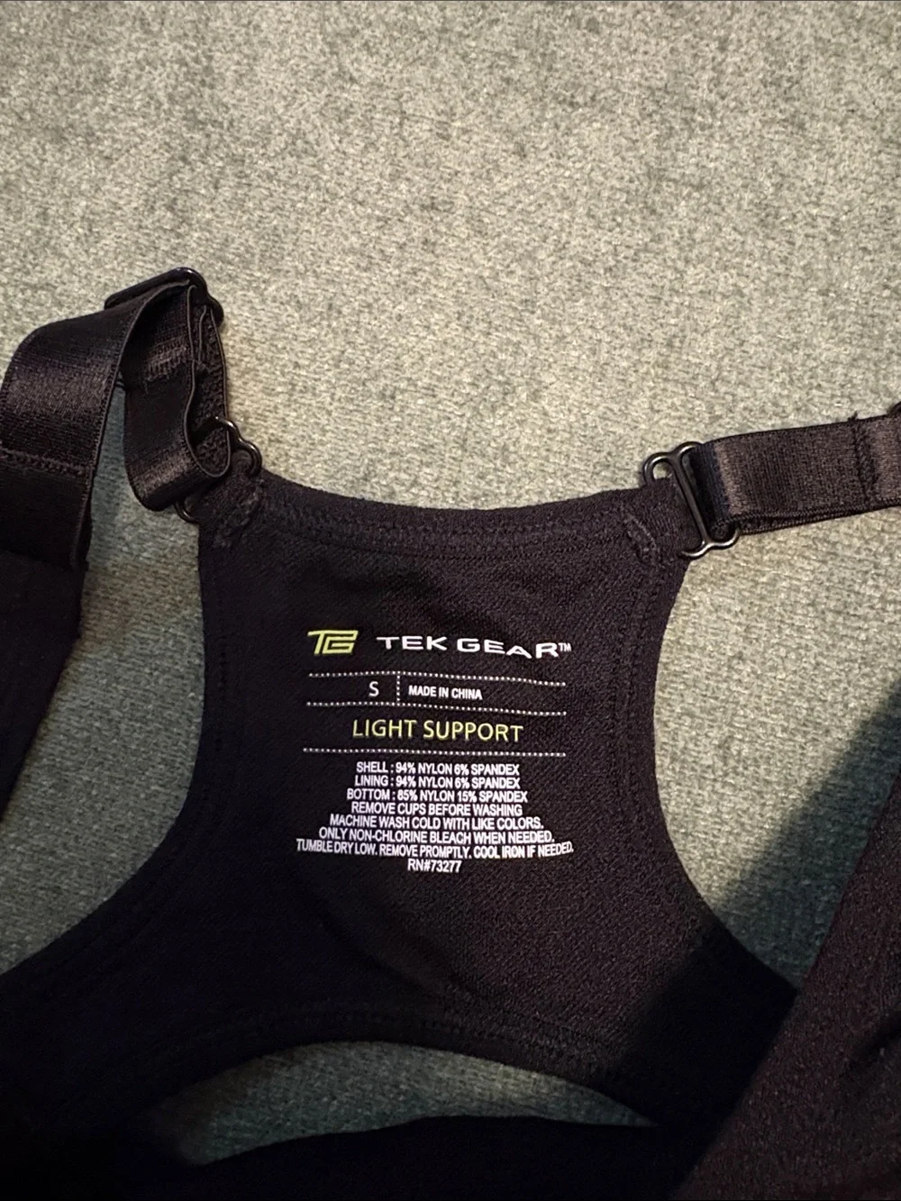 tek gear Black Seamless Support Sports Bra with Adjustable Straps